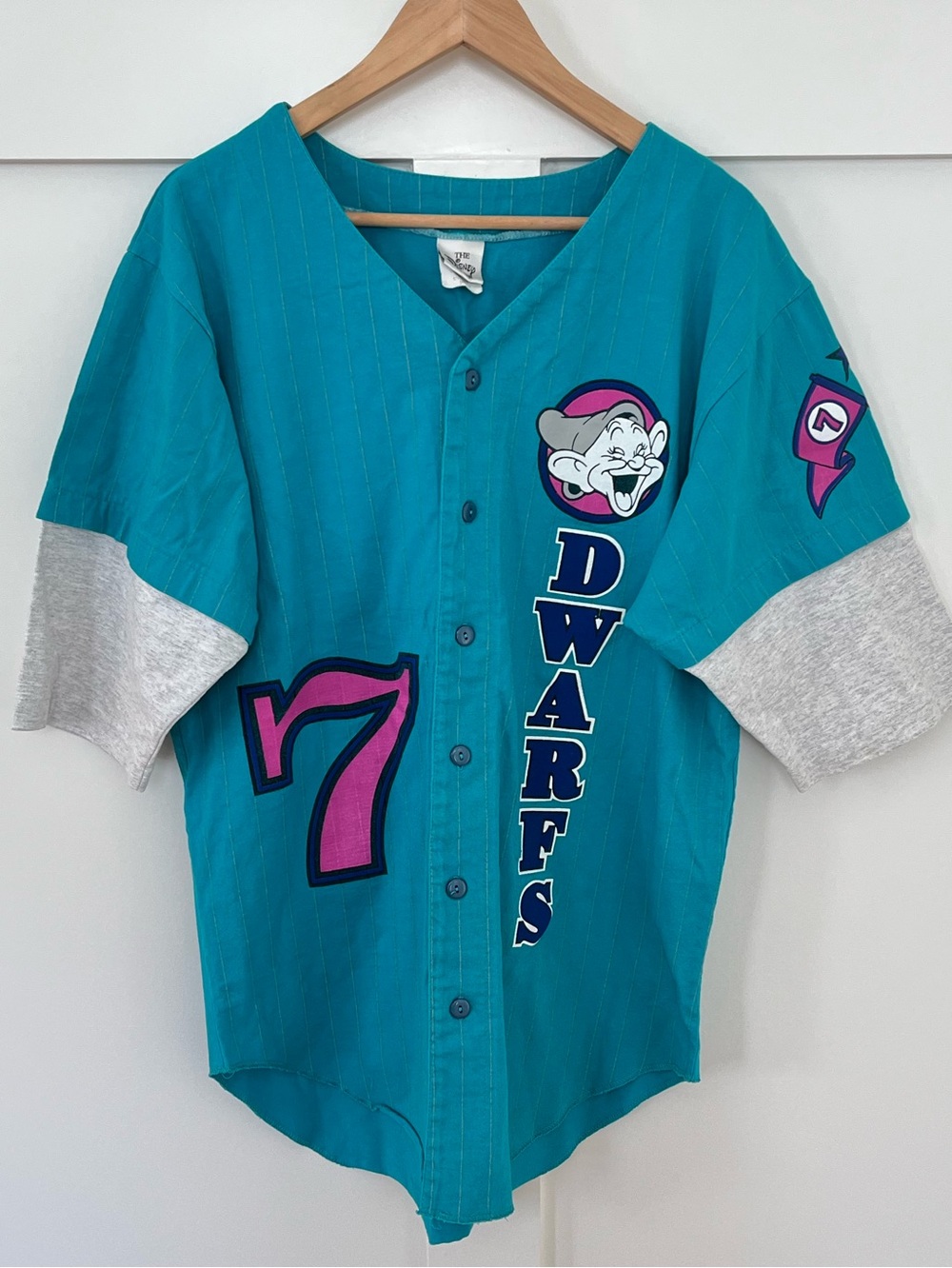 Vintage 90s Disney Store Seven Drawfs teamwork baseball jersey-teal-S